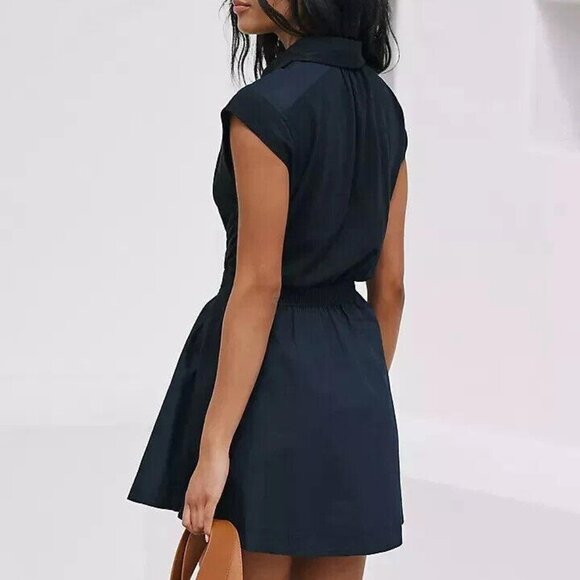 By Anthropologie Short-Sleeve Cutout Mini Dress Solid Black Resort XL NEW 274109 - Picture 4 of 8